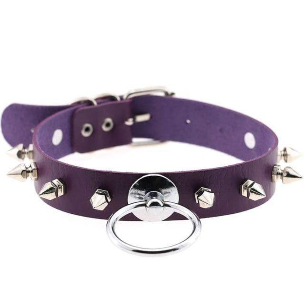Gothic Colored Leather Collar