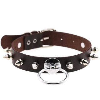 Displaying an image of a Gothic Colored Leather Collar or Choker in Navy Blue.