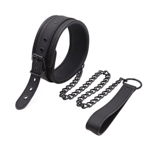 Black BDSM Training Collar And Leash
