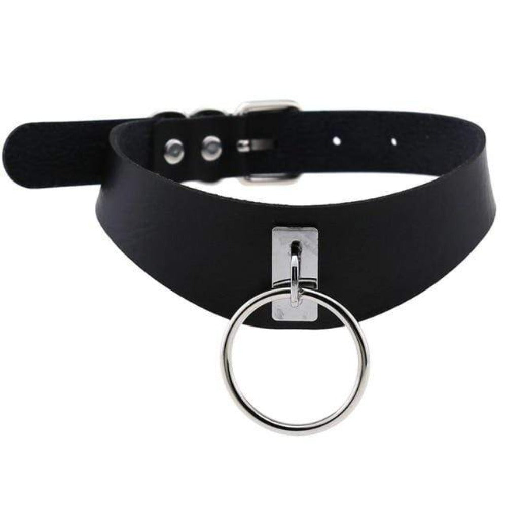 O-Ring Leather Bondage Slave Collar