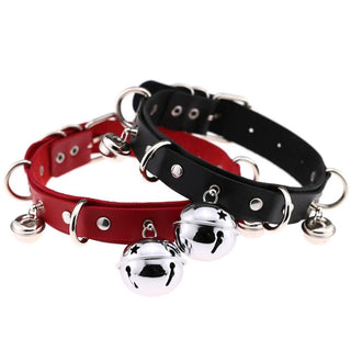 In the photograph, you can see an image of Playtime Favorite DDLG Collar in Black PU Leather with Bells