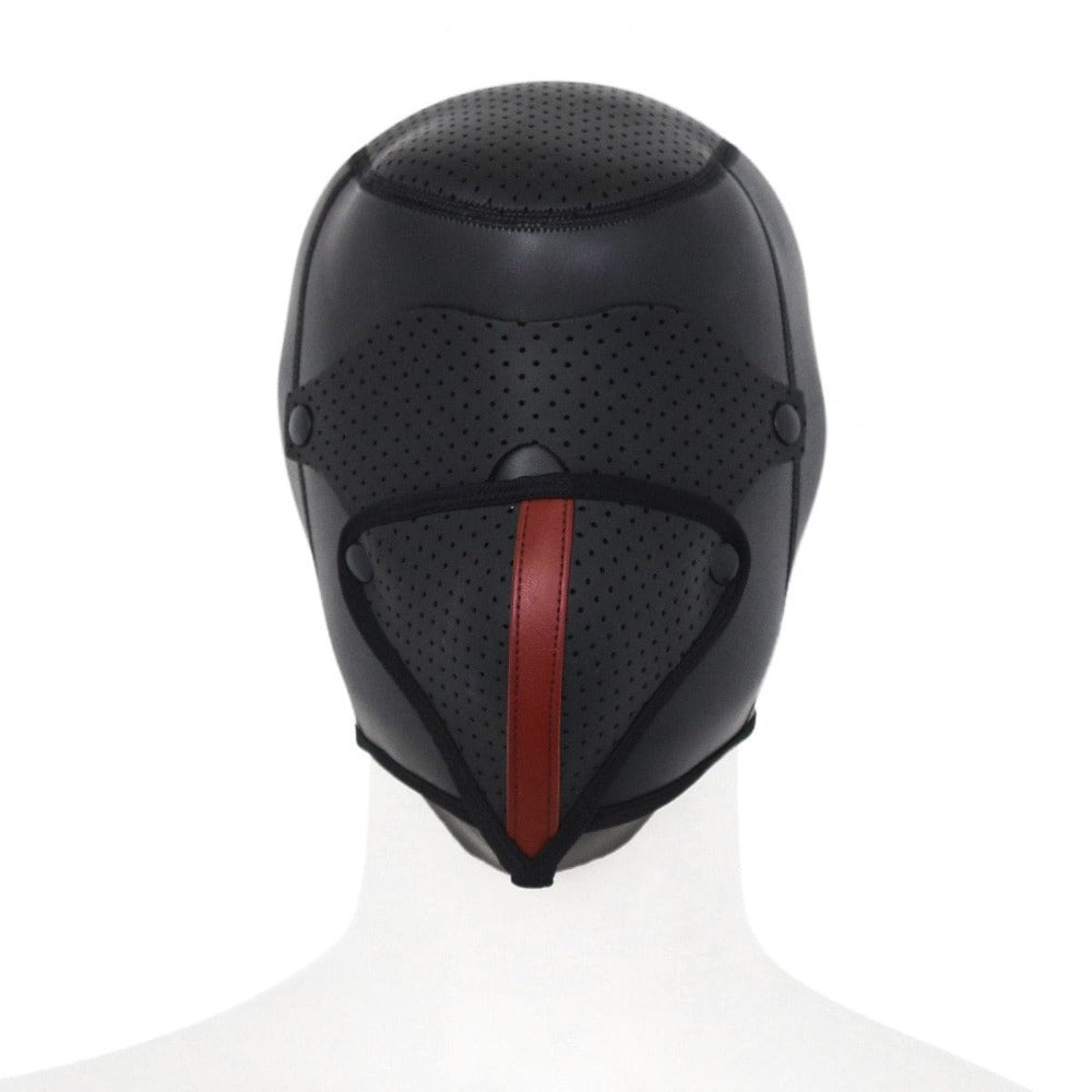 In the photograph, you can see an image of Erotic Leather Bondage Mask for sensory play.