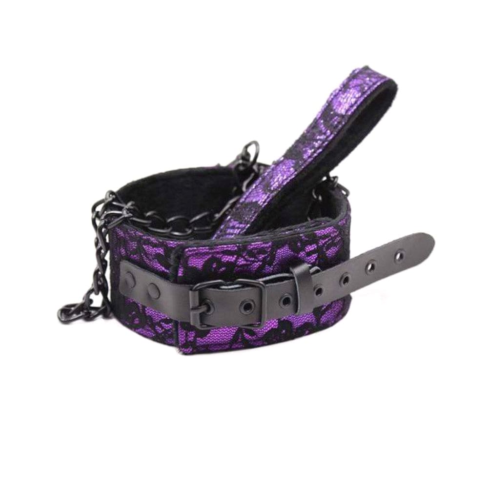 Petplay Fetish Purple Collar And Leash