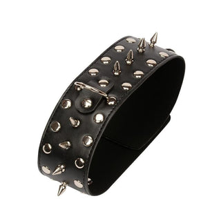 A high-quality image of Spiked Rivets Leather Collar designed for comfort and safety with durable PU leather material.