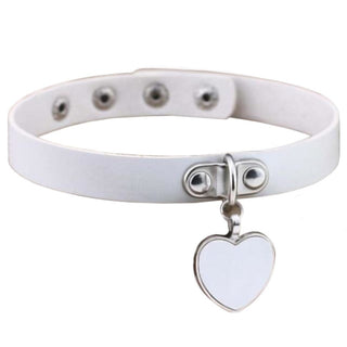 In the photograph, you can see an image of Gothic Fashion Sex Choker Non-O Ring Choker in yellow high-grade PU leather with heart-shaped design.