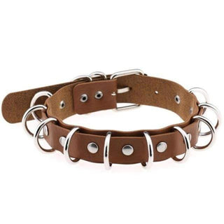 Pictured here is an image of Dual Leather Handmade BDSM Choker Collar Slave in White color, unlocking new depths of desire for you and your partner.