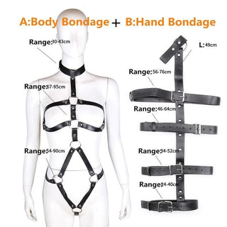 Synthetic leather harness designed to accentuate curves and enhance intimacy.
