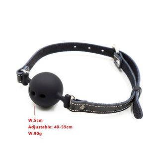Breathable Black Large Ball Gag offering amplified pleasure and control, with adjustable strap and breathable design.