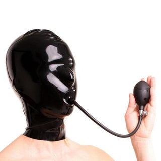 This is an image of Bondage Mask Pump Gag for sensory deprivation and dominance play.