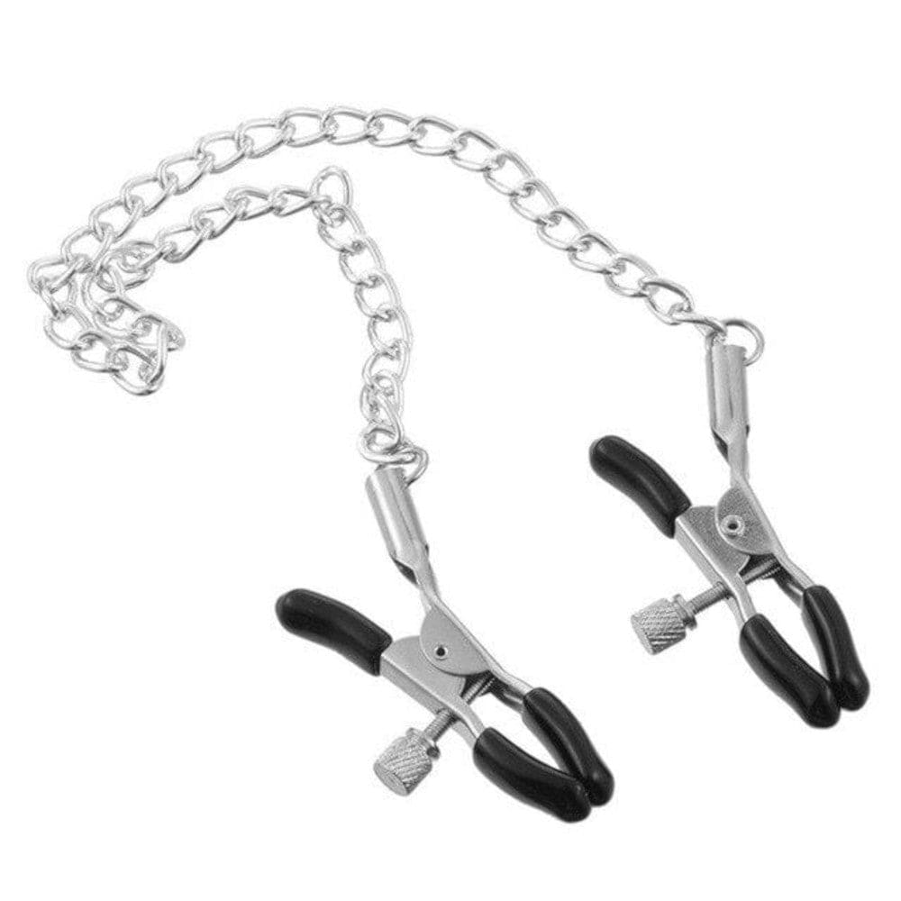In the photograph, you can see an image of Slave Fantasy BDSM Nipple Clamps emphasizing the accessory