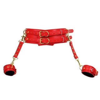 Take a look at an image of Hands by Your Side Leather Bondage Belt, crafted from high-quality PU Leather for comfort and durability.