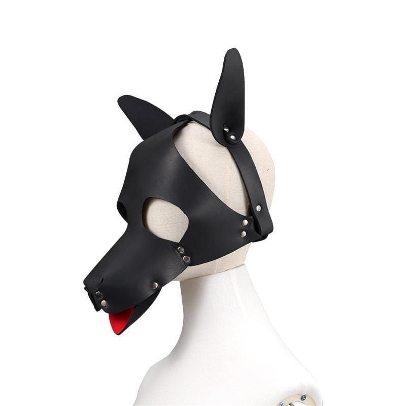 Leather BDSM Dog Mask made of synthetic leather and metal, inviting you to explore your wild side.