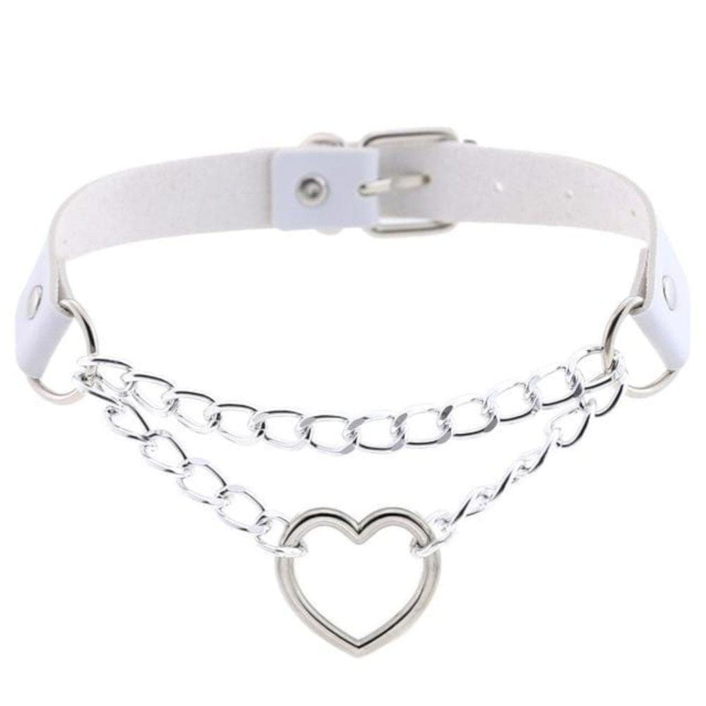 Heart in Chains Leather Choker