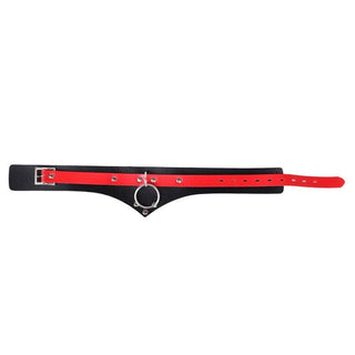 Premium bondage restraint collar in black and red for safe and comfortable restraint play.