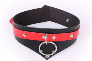 Adjustable PU leather and metal collar for controlled head movements in BDSM play.