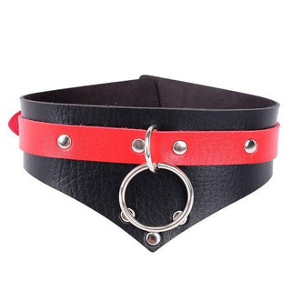 Exotic Posture Collar Bondage Restraint with metallic studs and dual rings for enhanced intimacy.