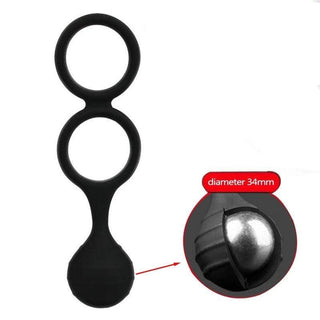 What you see is an image of Silicone Ball and Cock Stretching Weight Trainer made from high-quality silicone, a body-safe material for a safe and exciting intimate play experience.