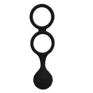 What you see is an image of Silicone Ball and Cock Stretching Weight Trainer showcasing its unique design and small metal ball for added weight sensation.