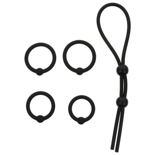 This is an image of a black silicone cock and ball tie for enhanced control and dominance in intimate play.