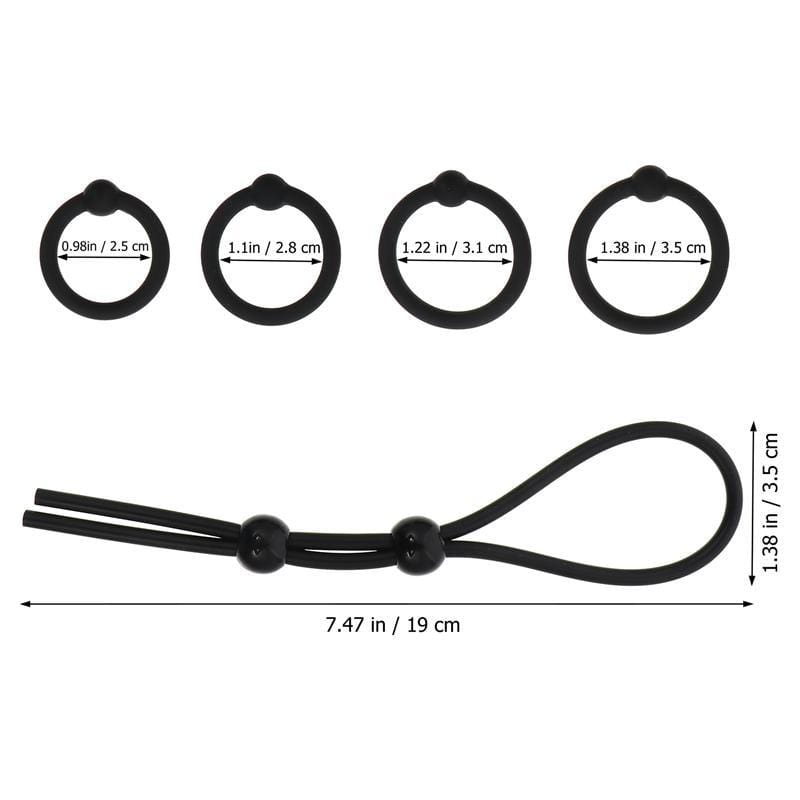 Pictured here is an image of a black silicone tie with adjustable knobs for tailored pressure and heightened pleasure.