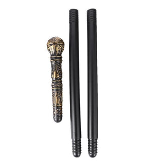 A regal statement of pleasure captured in this image of a 33.01-inch long and 1.57-inch wide scepter-like plastic toy cane, with intricate engravings for added grip and customization.