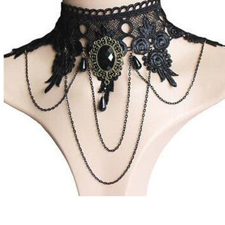 What you see is an image of Gothic Choker Sexy Jewelry, a pendant necklace designed with gothic charm and modern style, featuring a snake chain design for added sophistication.