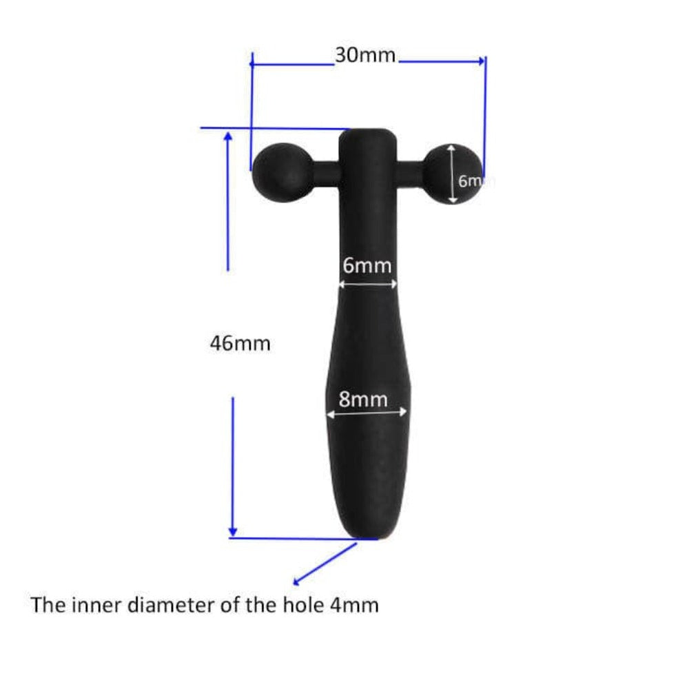 A detailed image of the 0.39-inch maximum width of the Short Hollow Silicone Penis Plug