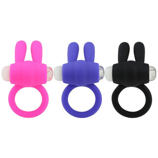 Feast your eyes on an image of Cock Ring With Tickler | Erotic Massage Rabbit Cock Ring in black color made of silicone material.