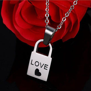 Cute Key and Lock Necklace for Couples