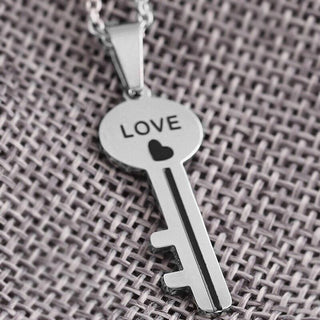 Cute Key and Lock Necklace for Couples