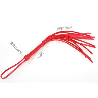 This image displays a high-quality leather flogger with a wider impact area than a paddle for a unique blend of pleasure and pain.