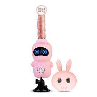 Pink Seduction Automatic Dildo Sexy Machine with lifelike dildo and rabbit head for clitoral stimulation.
