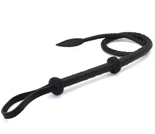 What you see is an image of Leather-Like Microfiber Small Whip for BDSM play, featuring a sturdy microfiber handle and brush-like end for teasing sensations.