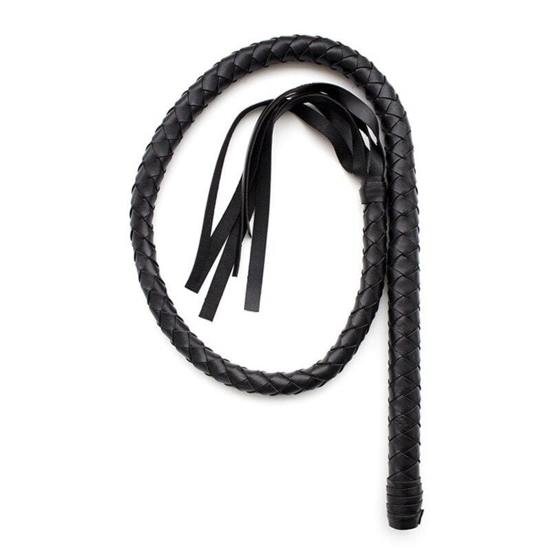 Classic Braided Black Leather Whip