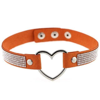 Feast your eyes on an image of Velvety Rhinestone Choke Collar for Humans in red color