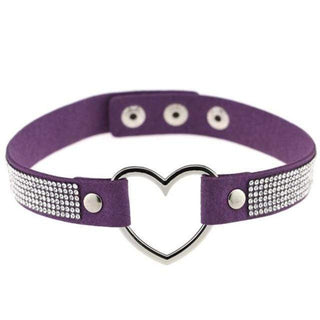 Here is an image of Velvety Rhinestone Choke Collar for Humans in purple color