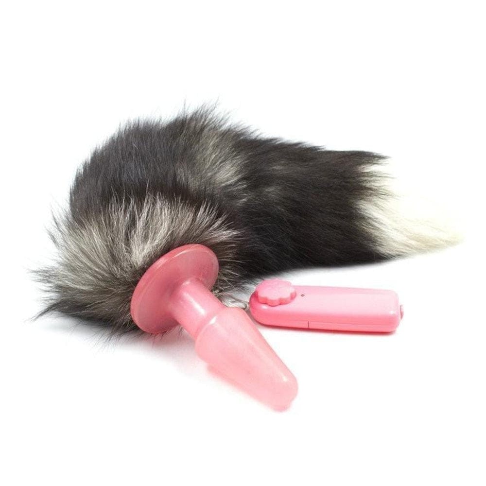 Vibrating Fox Tail Butt Plug | Seductive Vibrating Pink Plastic Tail Butt Plug