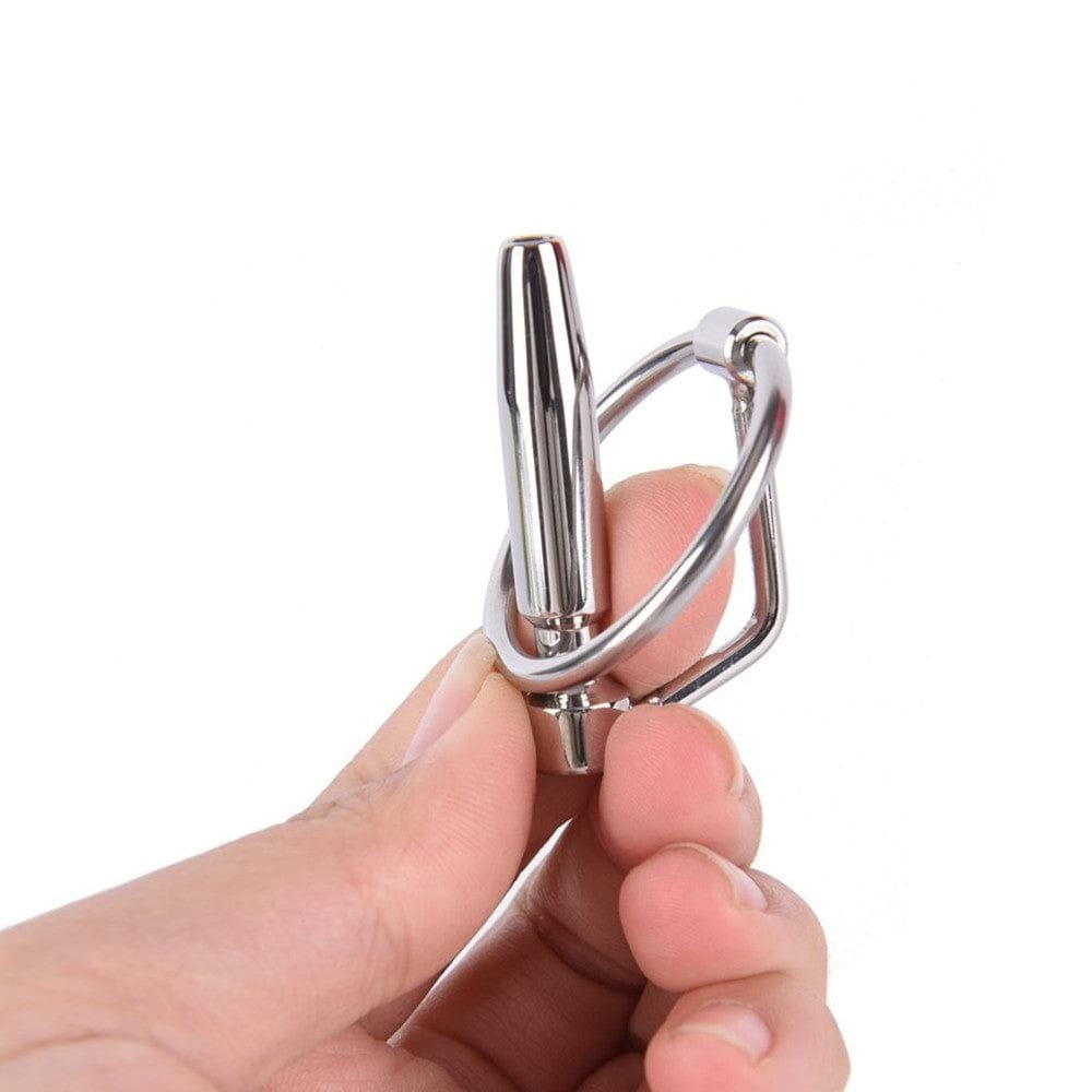 Hollow Steel Urethral Dilator With Cock Ring