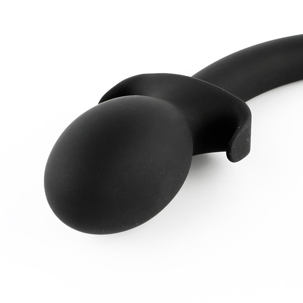 Black Rounded Silicone Dog Tail Butt Plug 9 to 10 Inches Long