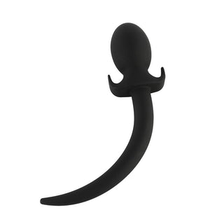Black Rounded Silicone Dog Tail Plug 9 to 10 Inches Long featuring a flexible and durable dog tail for roleplay.