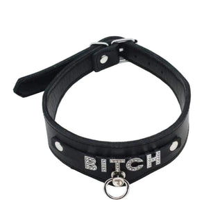 What you see is an image of Jewelled Leather BDSM Collar with an attached ring for additional accessories like a pendant, leash, or chain.