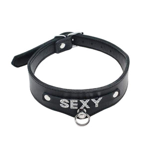 Here is an image of Jewelled Leather BDSM Collar crafted with premium-quality leather for durability and comfort.