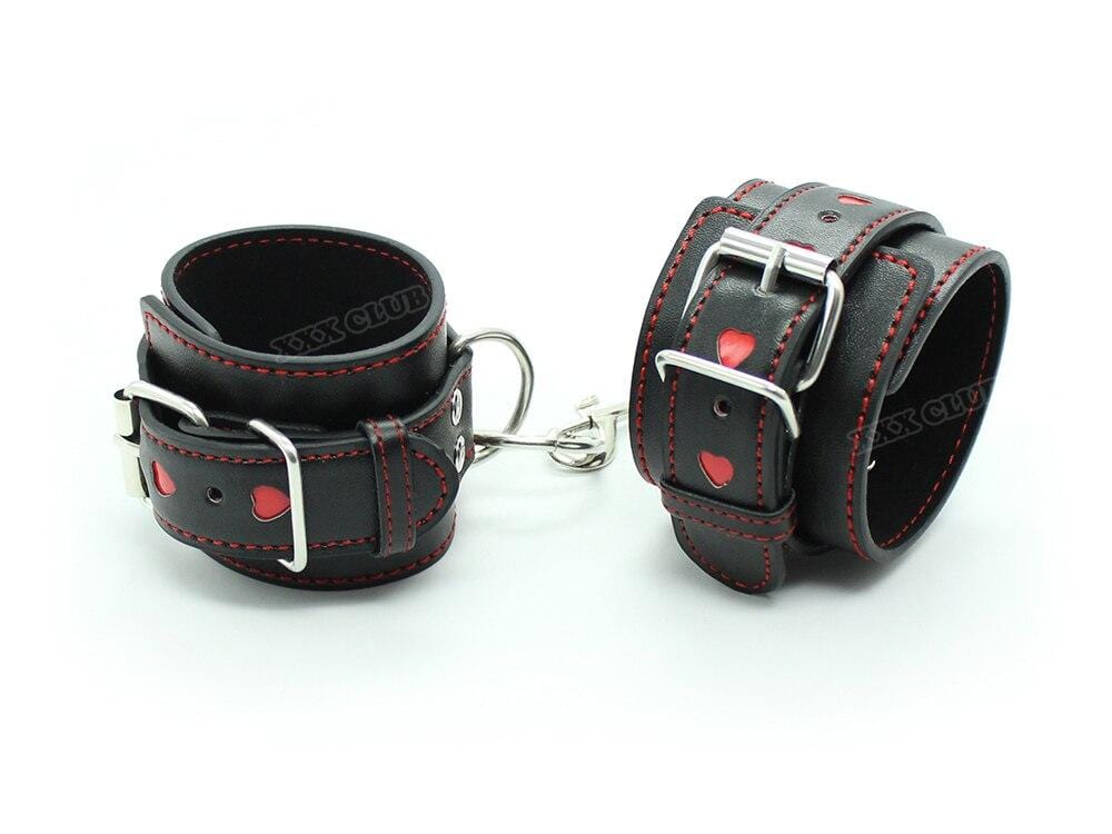 Leather Thigh Ankle and Wrist Cuffs for Sex Slave Punishment