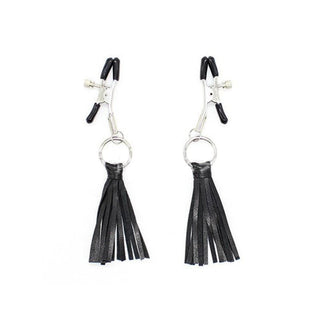 Presenting an image of Clamps With Black Tassel, featuring silica tips and elegant black leather tassels.