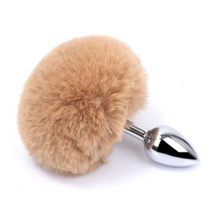 Colorful faux fur tail accessory with a smooth tapered end plug for a satisfying sensation.
