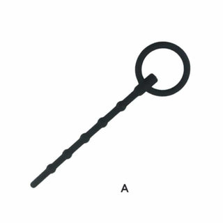 Here is an image of Silicone Urethral Stretcher Penis Plug D measuring 3.74 inches in length and 0.10 inch tip width.