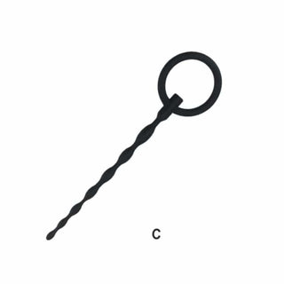 This is an image of Silicone Urethral Stretcher Penis Plug E measuring 1.85 inches in length and 0.10 inch tip width.