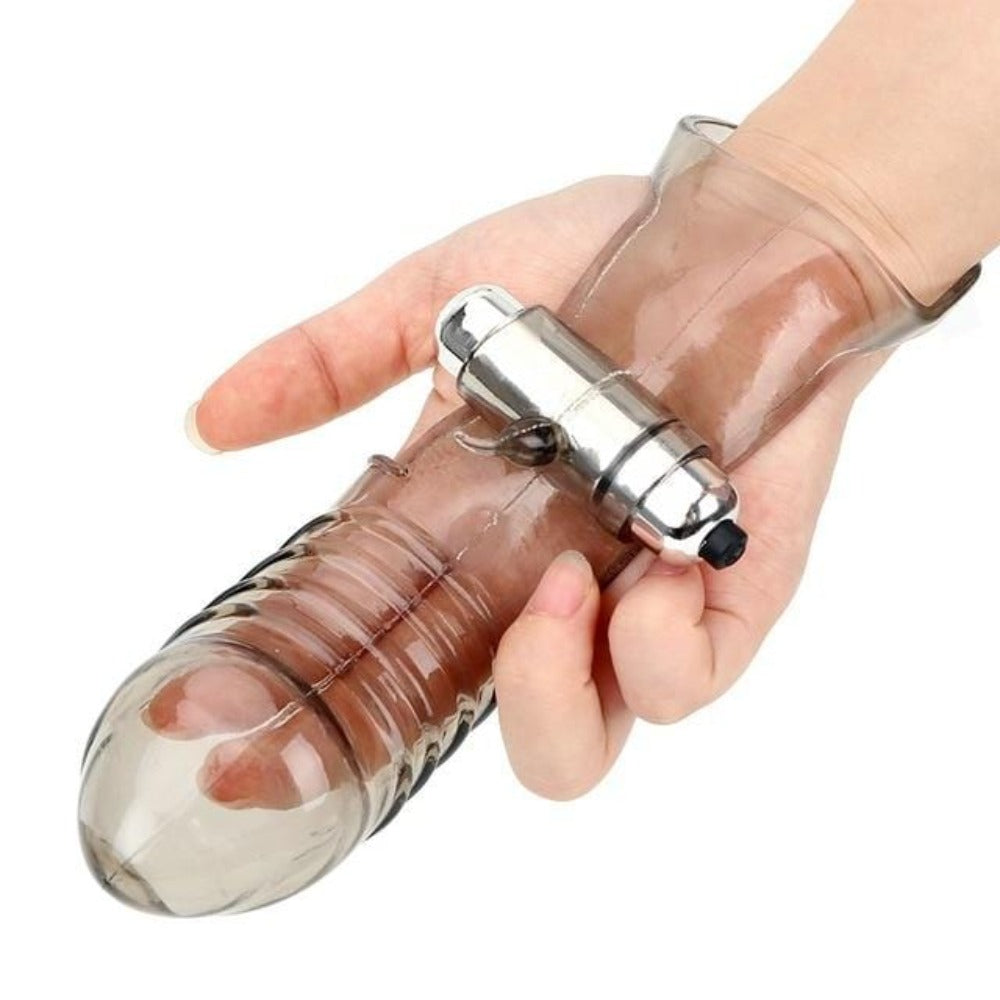 Feast your eyes on an image of the dimensions of Wearable Sleeve Dildo Finger Vibrator - Hole Diameter: 1.97 inches