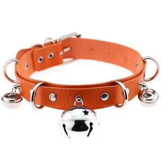 In the photograph, you can see an image of Playtime Favorite DDLG Collar in Red PU Leather with Bells