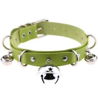 Here is an image of Playtime Favorite DDLG Collar in Gray PU Leather with Bells